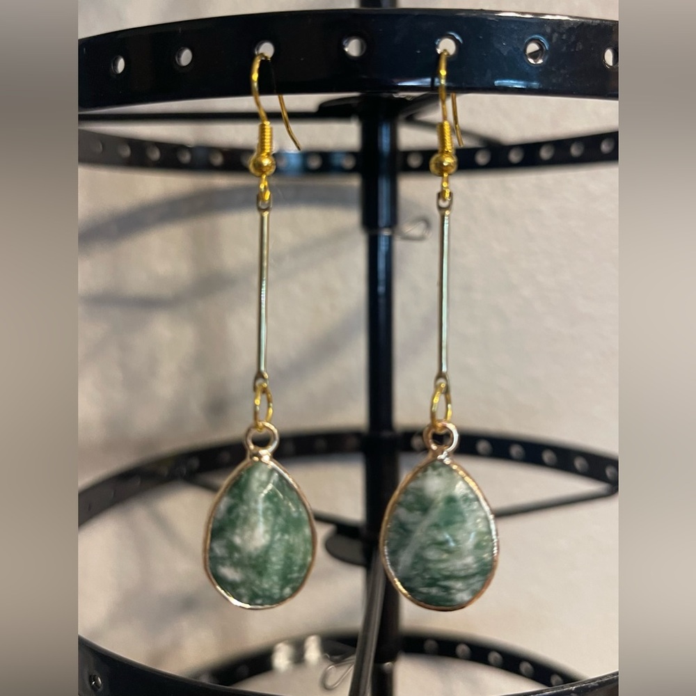 Handcrafted moss agate earrings